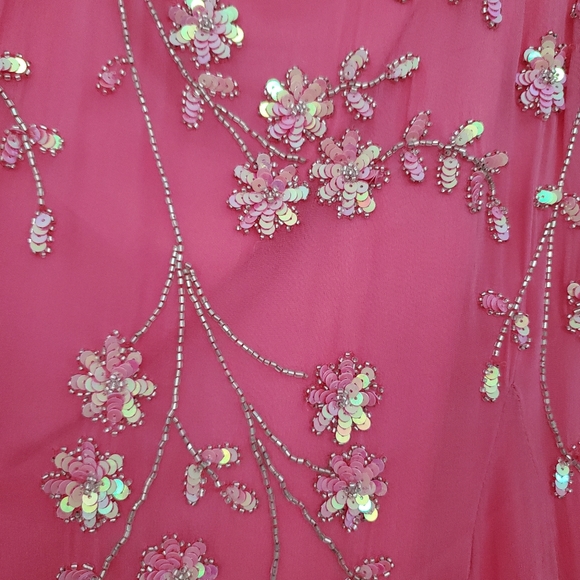 Sean Collection Pink Floral Iridescent Sequin Gown - Picture 7 of 9